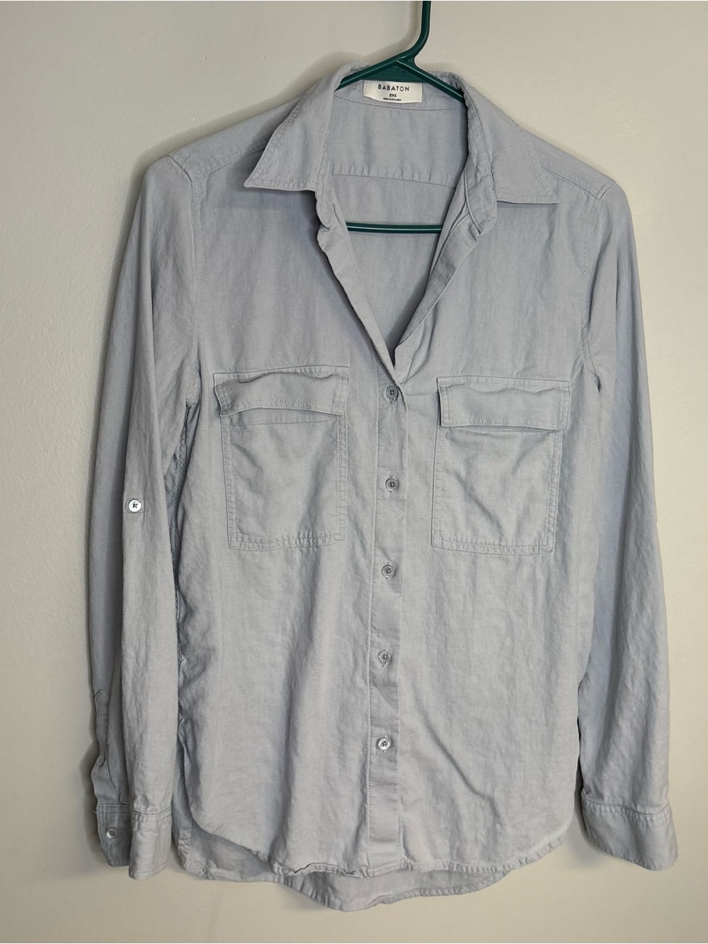 Babaton Light Blue Women's Button-Down Pocket Shirt